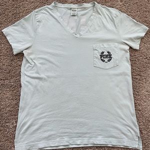 PINK V-Neck Short Sleeve with Pocket